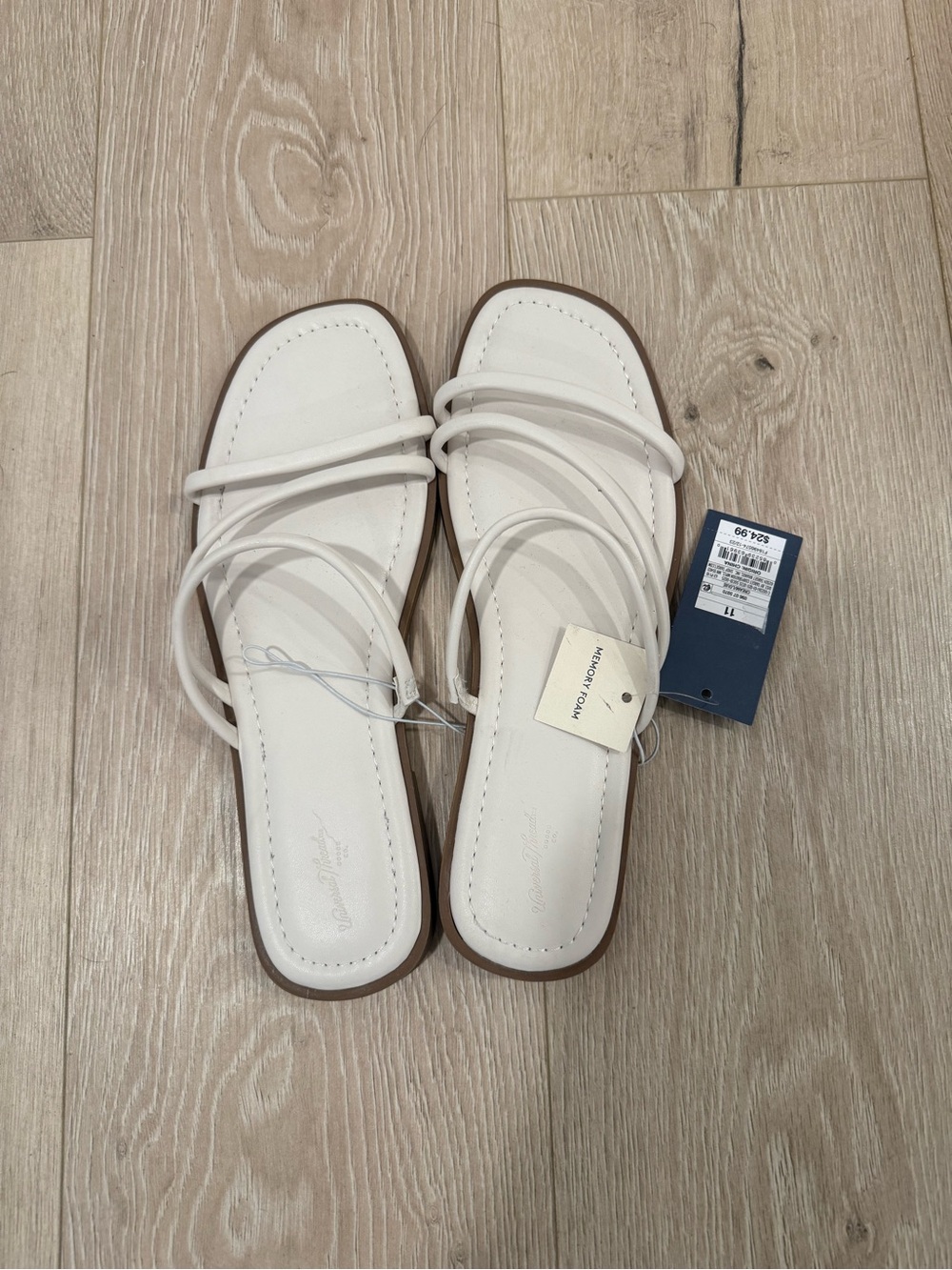 Women’s White Strappy Slide Sandals by Unknown Brand